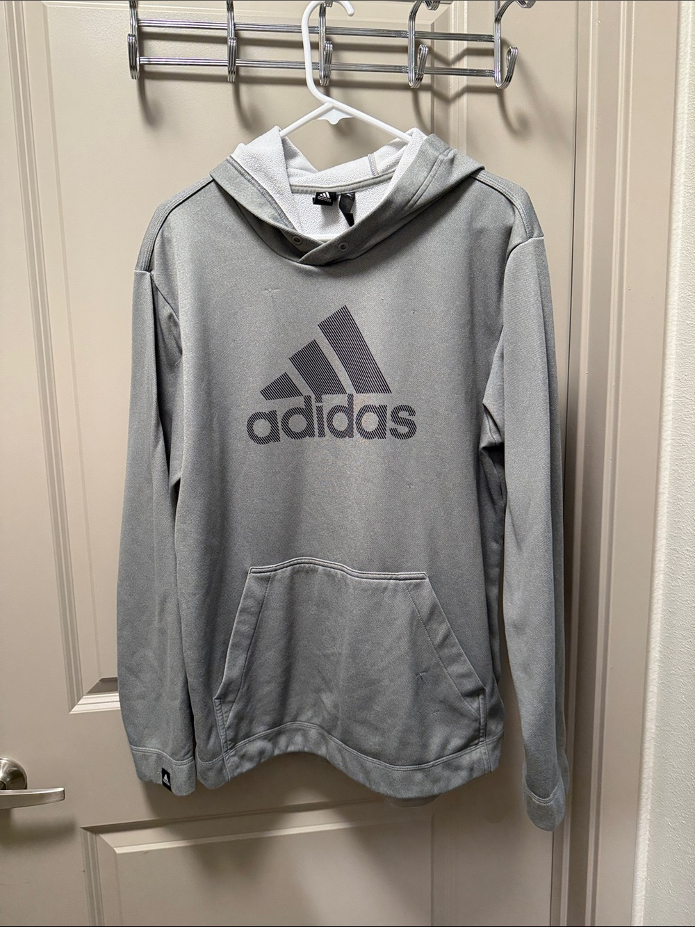 adidas Light Gray Pullover Hoodie with Logo